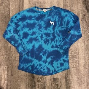 PINK Oversized Sweatshirt Blue Tie Die Size Medium